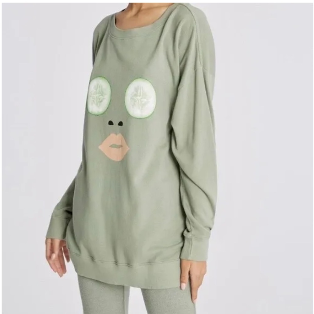 Wildfox Spa Day Roadtrip Oversized Sweatshirt - Green, Size M - Picture 2 of 10